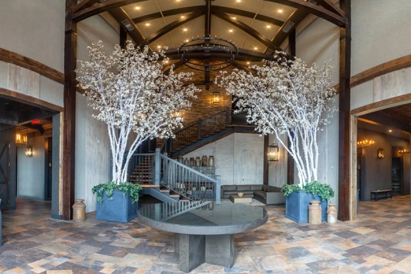 interior panoramic view of the front entrance to The Barn